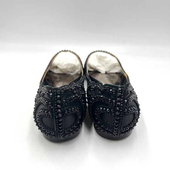Badgley Mischka BHLDN Size 8 Gigi Pointed Toe Jeweled Black Ballet Flats Shoes - Picture 7 of 13